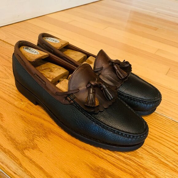 Allen Edmonds "NASHUA" Tassel Loafers 11 E Black/Brown Trim - Picture 1 of 16